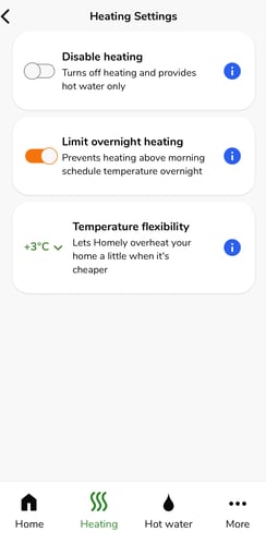 Heating settings - Smart+ - Limit overnight heating on