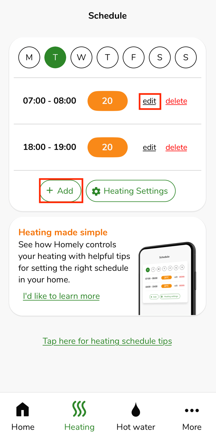 Heating Programme How can I set and edit my heating schedule?